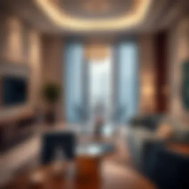 Sophisticated Interior of Al Khail Gate Studios Stylish interior layout of a studio in Al Khail Gate