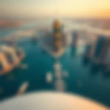 Dubai Creek Tower Enhancing the Skyline Aerial perspective of Dubai Creek Tower enhancing the Dubai skyline