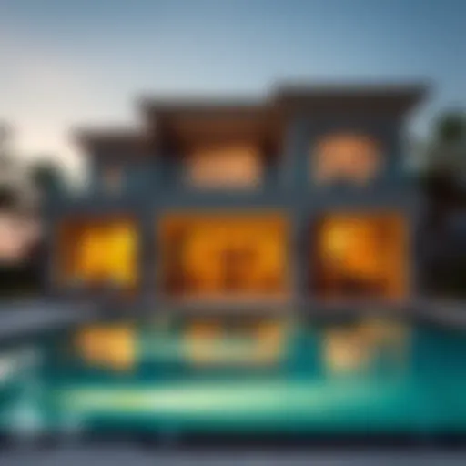 Luxurious villa exterior with private pool
