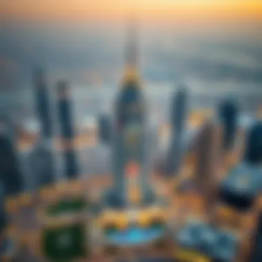 Aerial Perspective of Dubai Skyline Aerial perspective of Dubai skyline featuring the building