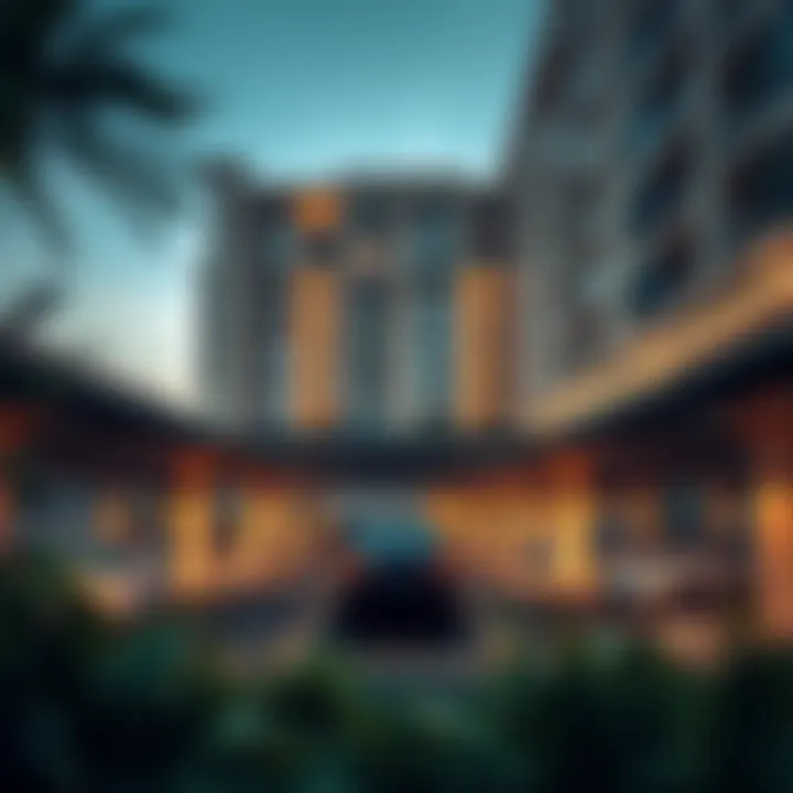 Luxury residential building with covered parking