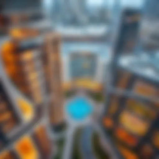Aerial view of Dubai Mall Residences showcasing modern architecture