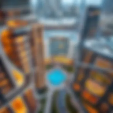 Aerial View of Dubai Mall Residences Aerial view of Dubai Mall Residences showcasing modern architecture