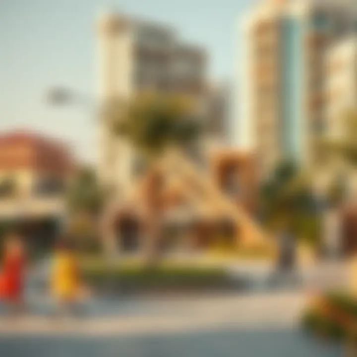 Vibrant community atmosphere surrounding Lulu Residence, featuring green spaces