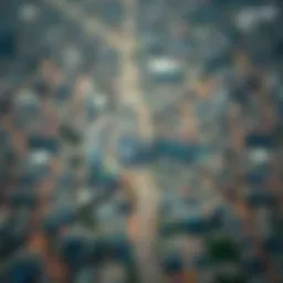 Aerial view showcasing the geographic layout of منطقة مزيرع