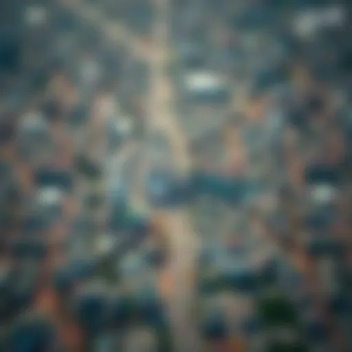Aerial view showcasing the geographic layout of منطقة مزيرع