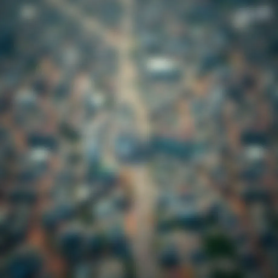 Aerial view showcasing the geographic layout of منطقة مزيرع