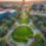Aerial view of Reem Central Park showcasing its lush greenery and pathways