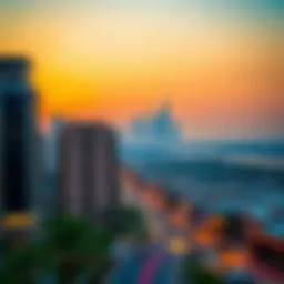 Stunning view of Al Wasl skyline at sunset