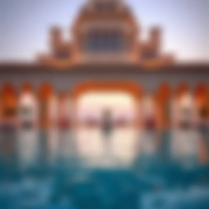 Elegant architectural features of the Jumeirah Zabeel Saray pool