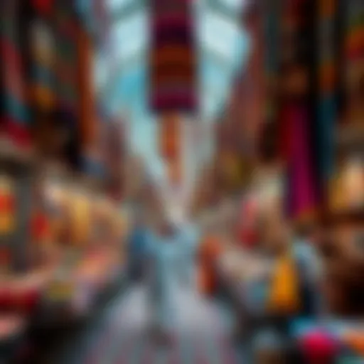 A vibrant view of Meena Bazaar showcasing colorful textiles and traditional handicrafts