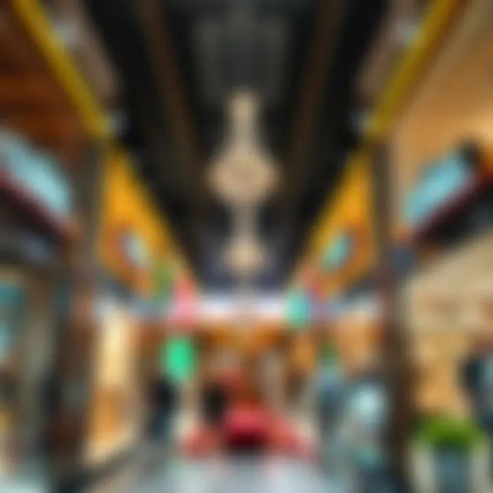 Interior view of vibrant shopping environment